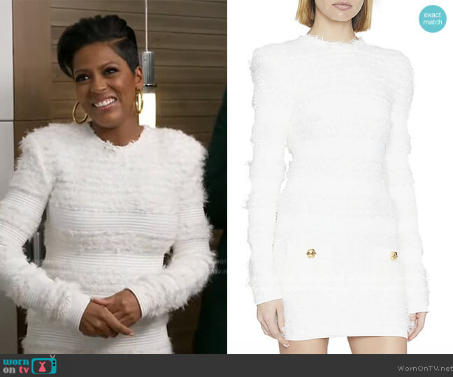 Balmain Paneled Tweed Mini Dress worn by Tamron Hall on Tamron Hall Show