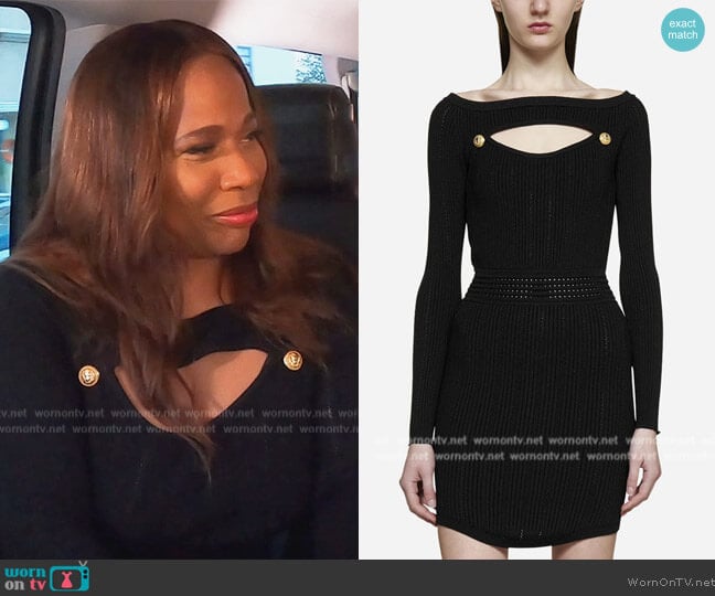 Balmain Black Cut-out Knit Mini Dress worn by Charrisse Jackson on The Real Housewives of Potomac