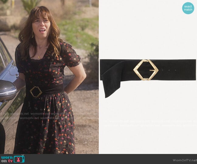 Ba&sh Buddy Velvet Belt worn by Judy Hale (Linda Cardellini) on Dead to Me