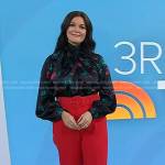 Bellamy Young’s black blouse and red pants on Today