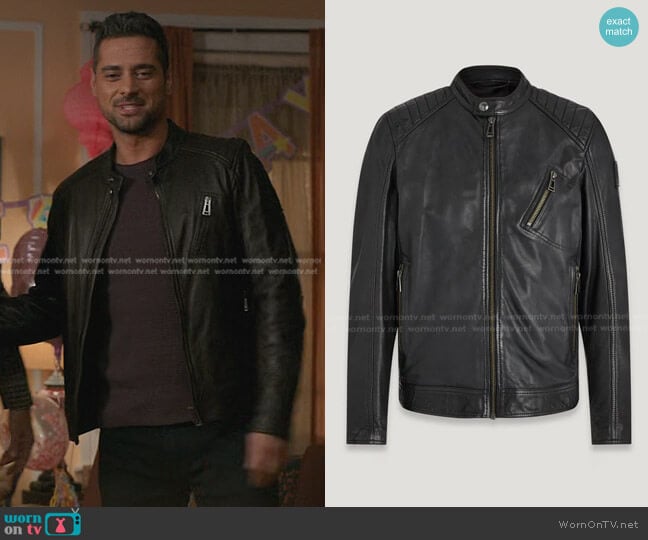 Belstaff V Racer Jacket in Cheviot Leather Black worn by Jared Vasquez (J. R. Ramirez) on Manifest