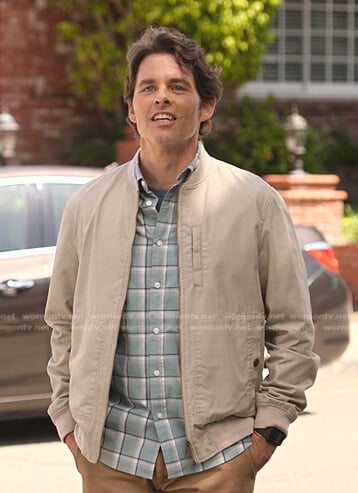 Ben’s beige bomber jacket on Dead to Me