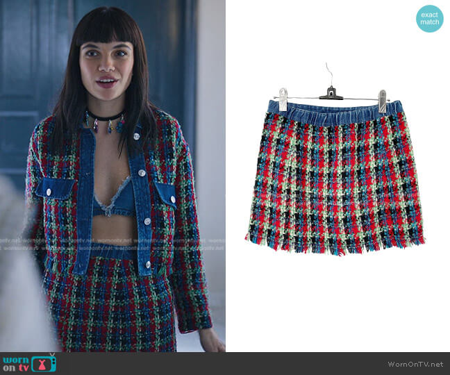 Bershka Tweed Mini Skirt worn by Mencia Blanco (Martina Cariddi) on Elite