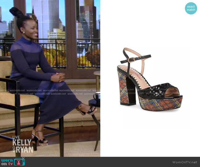 Betsey Johnson Alaia Platform High Heel Sandals worn by Lupita Nyong'o on Live with Kelly and Mark