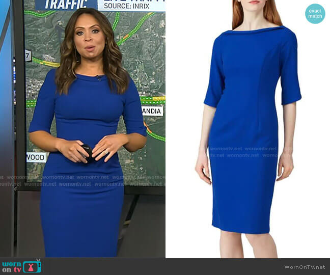 Black Halo Nuelle Boatneck Sheath Dress worn by Adelle Caballero on Today