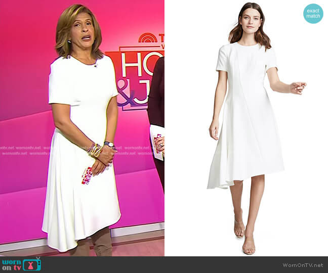Black Halo Olcay Asymmetrical Dress in Porcelain worn by Hoda Kotb on Today