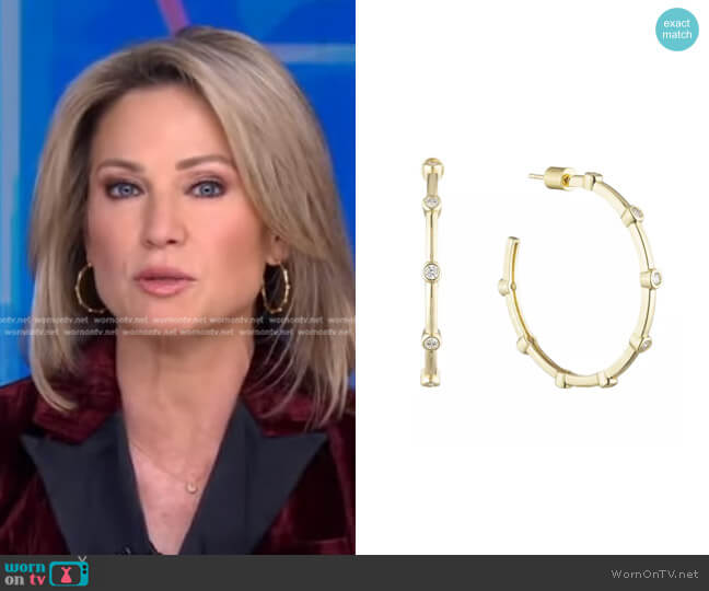 Bonheur Jewelry Diana Crystal Large Hoop Earrings worn by Amy Robach on Good Morning America