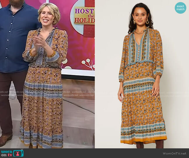 Current Air Border Print Maxi Dress worn by Erin Napier on Today