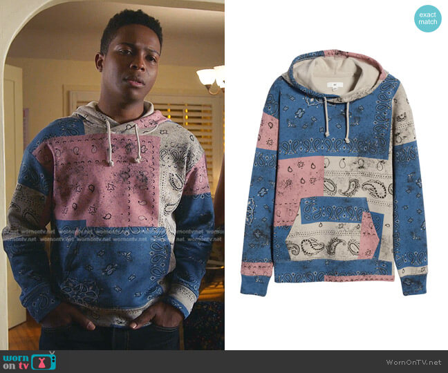 BP Oversize Bandana Print Fleece Hoodie worn by Darius (Dante Brown) on 9-1-1