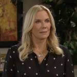 Brooke’s black dotted rose print blouse on The Bold and the Beautiful