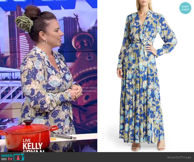 BTFL-life Anniki Floral Long Sleeve Maxi Wrap Dress worn by Andrea Gonzmart Williams on Live with Kelly and Mark