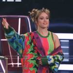Camila’s multicolor knit dress and cardigan on The Voice