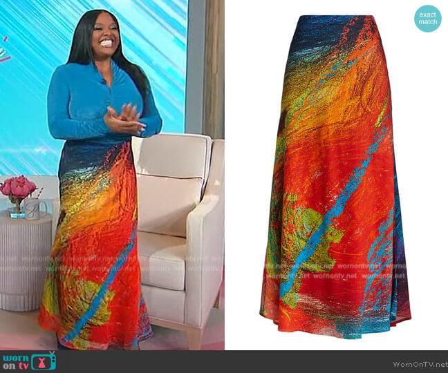 Christopher John Rogers Abstract Crayon-Print Maxi Skirt worn by Sherri Shepherd on Sherri
