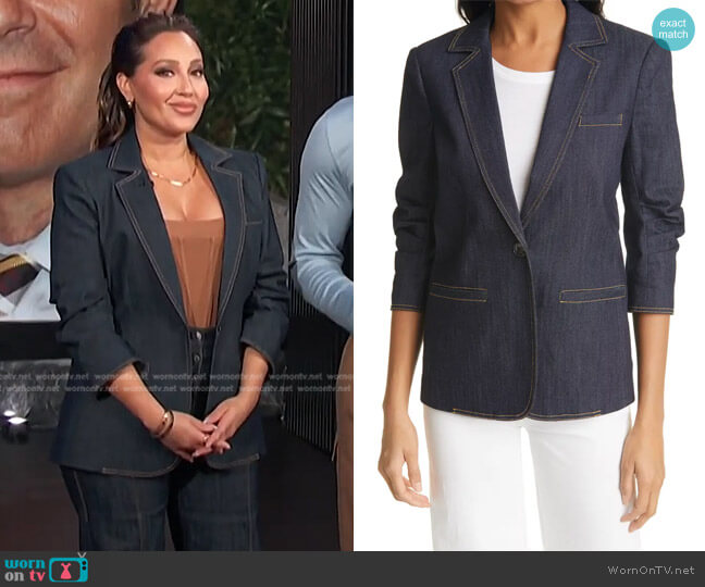 Cinq a Sept Khloe Denim Blazer in Indigo worn by Adrienne Houghton on E! News