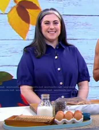 Claire Saffitz’s blue tie waist shirtdress on Today