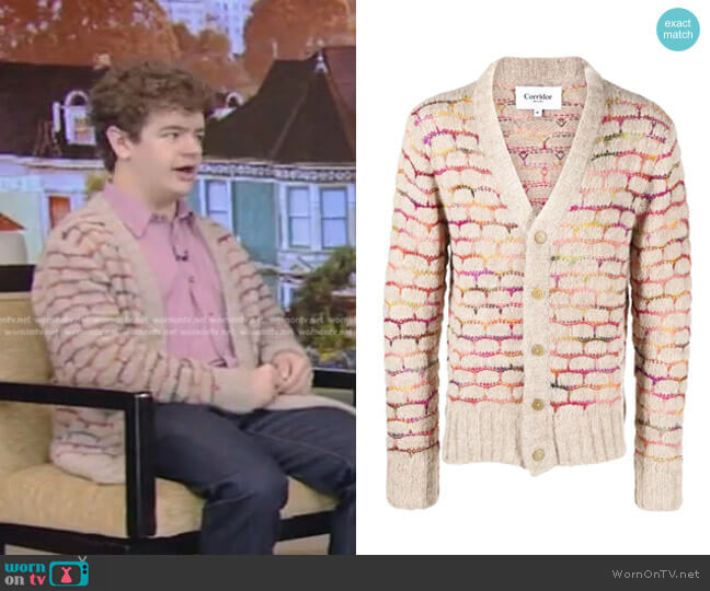 Corridor Cloud Space Dye Alpaca & Wool Blend Cardigan worn by Gaten Matarazzo on Live with Kelly and Mark