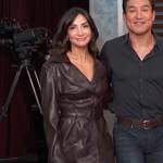 Courtney Mazza Lopez’s brown leather wrap dress on Access Daily