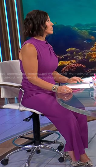 Dana Jacobson’s purple jumpsuit on CBS Satirdau Morning