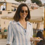 Harper’s blue striped button down shirt on The White Lotus