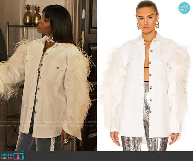 David Koma Feather Sleeve Denim Shirt worn by Misty (Kelly Rowland) on The Equalizer