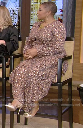 Deja Vu’s printed tie waist dress on Live with Kelly and Ryan