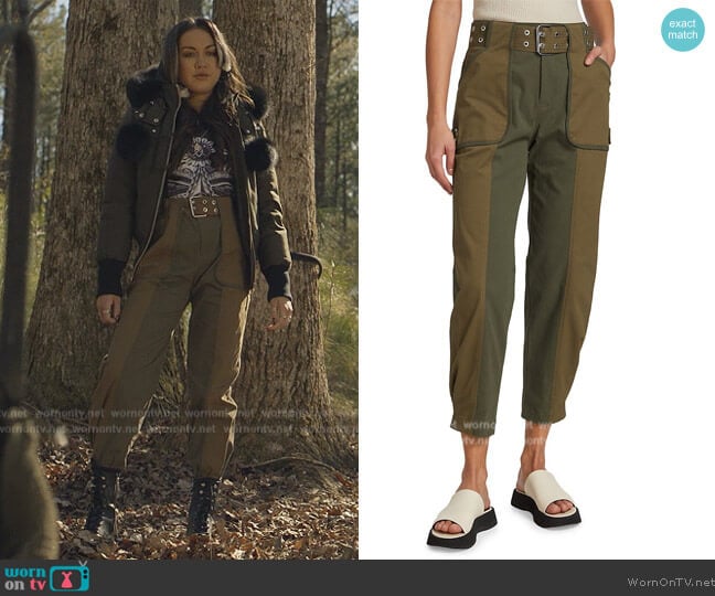 Derek Lam 10 Crosby Jeriah Two-Tone Belted Pants worn by Cindy Burman (Meg DeLacy) on Stargirl