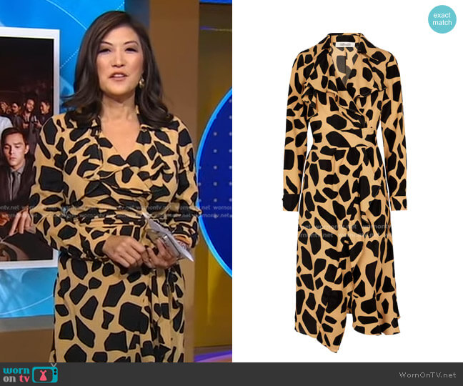Diane von Furstenberg Eden Silk-Blend Crepe Wrap Dress worn by Juju Chang on Good Morning America