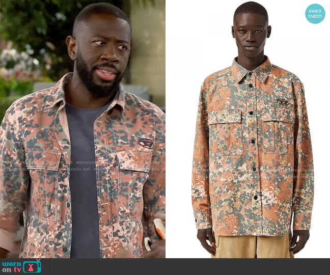 Diesel S-Roow-Big-Pat Shirt worn by Malcom (Sheaun McKinney) on The Neighborhood