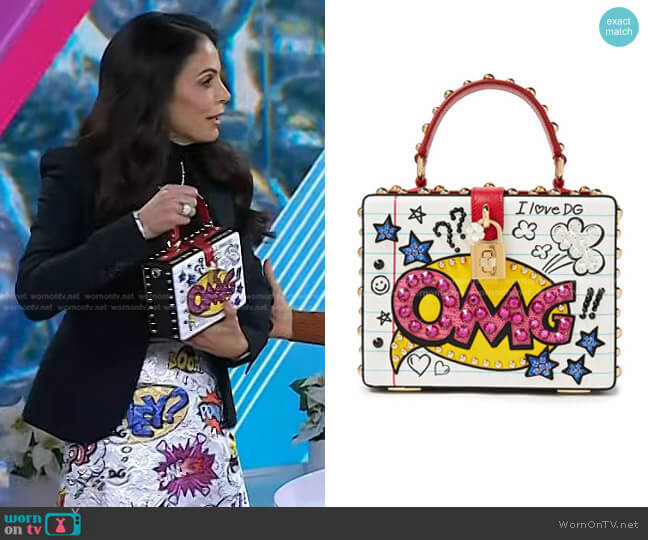 Dolce & Gabbana Dolce Box Embellished Printed Textured-Leather Tote worn by Bethenny Frankel on Today