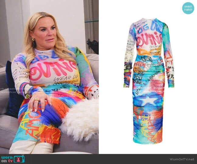 Dolce & Gabbana Graffiti Print Midi-Dress worn by Heather Gay on The Real Housewives of Salt Lake City