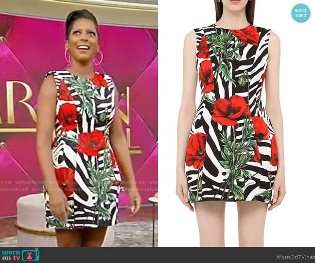 Dolce & Gabbana Poppy and Zebra Print Minidress worn by Tamron Hall on Tamron Hall Show