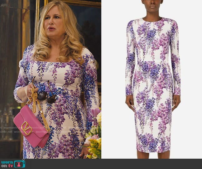 Dolce & Gabbana Glicine Dress worn by Tanya McQuoid (Jennifer Coolidge) on The White Lotus