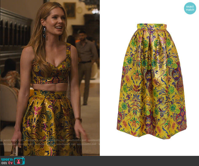 Dolce & Gabbana Floral Brocade Midi Skirt worn by Daphne (Meghann Fahy) on The White Lotus