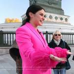 Donna’s pink blazer and black floral leather skirt on Today