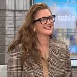 Drew Barrymore brown plaid blazer on CBS Mornings