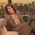 Drew’s gingham check blazer and skirt on The Drew Barrymore Show