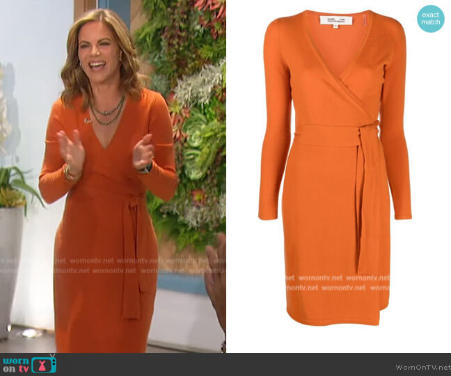 Diane von Furstenberg Linda Cashmere Sweater Wrap Dress worn by Natalie Morales on The Talk