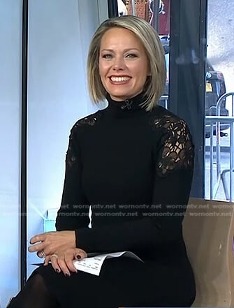 Dylan’s black lace-shoulder dress on Today