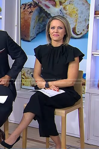 Dylan’s black flutter sleeve jumpsuit on Today