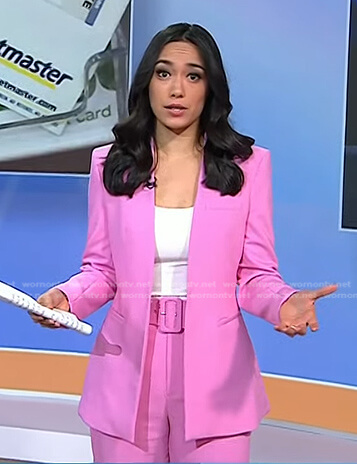 Emilie’s pink jacket and belted pants on Today