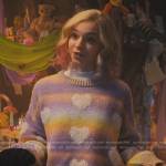 Enid’s pastel heart sweater and pink plaid skirt on Wednesday