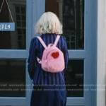 Enid’s pink fluffy heart backpack on Wednesday