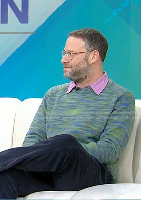 Seth Rogen’s green space dye knit sweater on Today