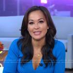 Eva’s blue ribbed v-neck dress on Good Morning America