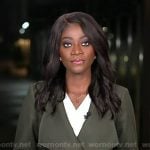 Faith Abubey’s green wrap coat on Good Morning America
