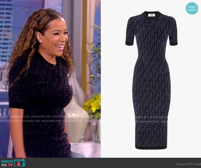 Fendi Blue FF velvet dress worn by Sunny Hostin on The View