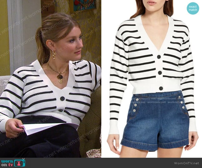 Frame Stripe Cardigan worn by Alice Caroline Horton (Lindsay Arnold) on Days of our Lives