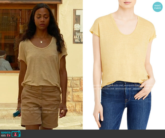 Frame Easy Scoop Tee worn by Amy Wheeler (Zoe Saldana) on From Scratch