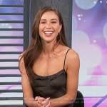 Gabby Windey’s black ruffle satin dress on Access Hollywood