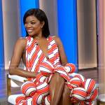 Gabrielle Union’s orange diagonal stripes dress on Good Morning America